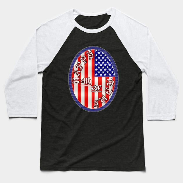 Happy 4th of July Flag Design - US American Flag Pendent Emblem - White, Black and Red Baseball T-Shirt by CDC Gold Designs